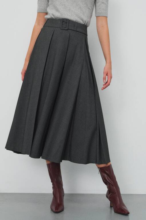 Gray Pleated Skirt - 2