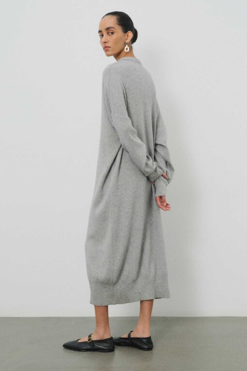 Grey Comfortable Fit Knitwear Dress - 4