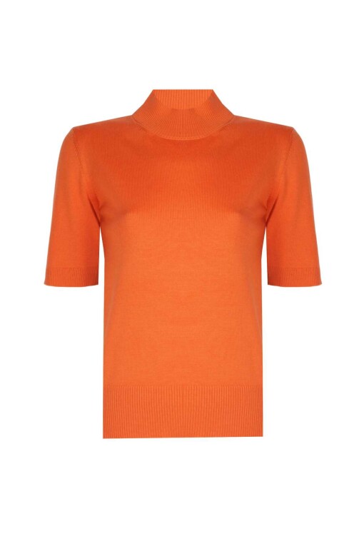 Half Turtleneck Orange Sweater - 5