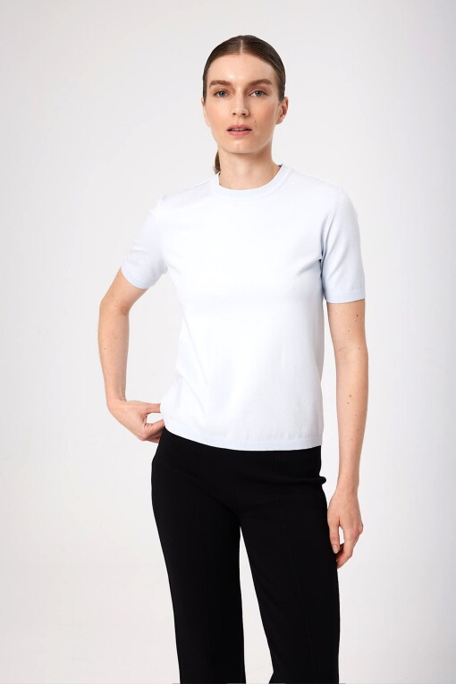 Ice Blue Crew Neck Women's T-shirt 