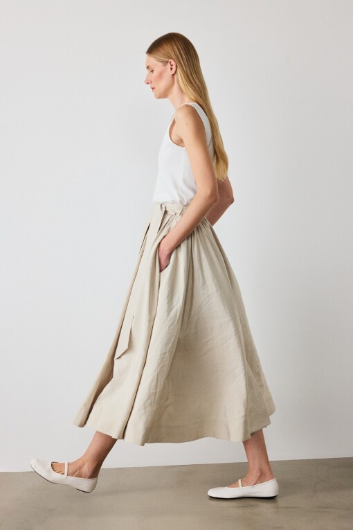 Isabella Elastic Waist Stone Flared Skirt 