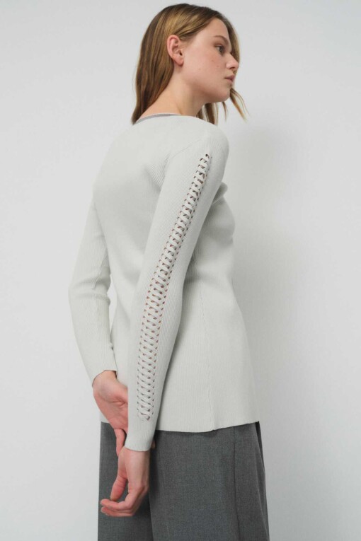 Cable Knit Sleeve Detail Grey Women's Cardigan 