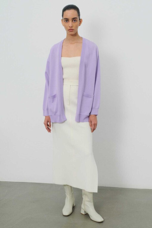 Lilac Cardigan with Pockets - 2