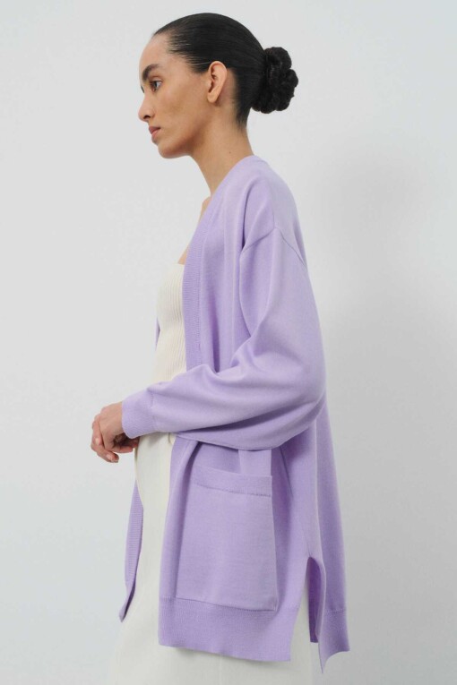 Lilac Cardigan with Pockets - 3