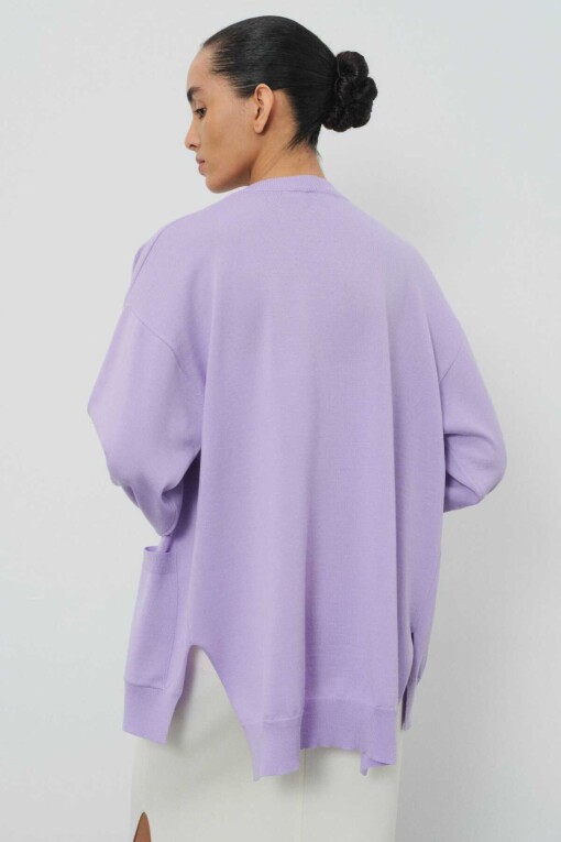 Lilac Cardigan with Pockets - 4