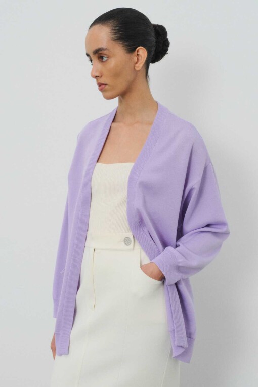 Lilac Pocket Detailed Women's Cardigan 