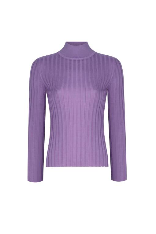 Lilac Pullover with Half Turtleneck - 3