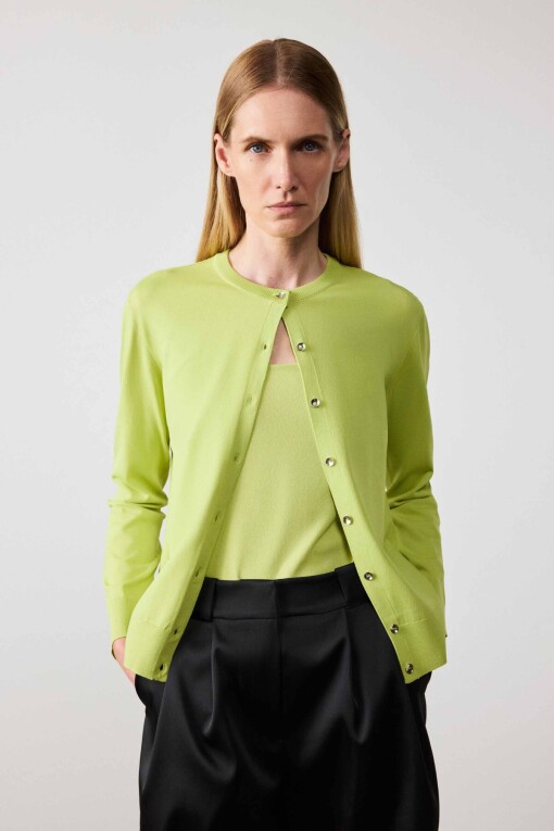 Lime Button Detail Women’s Cardigan 