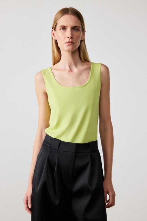 Lime U-Neck Sleeveless Women's Top 