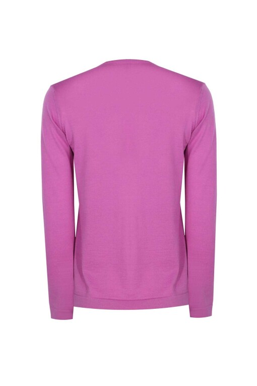 Mauve Color Long Sleeve V-Neck Sweater - 4