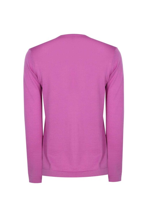 Mauve Color Long Sleeve V-Neck Sweater - 5