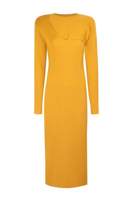 Mustard Color Long Knitwear Dress - 6