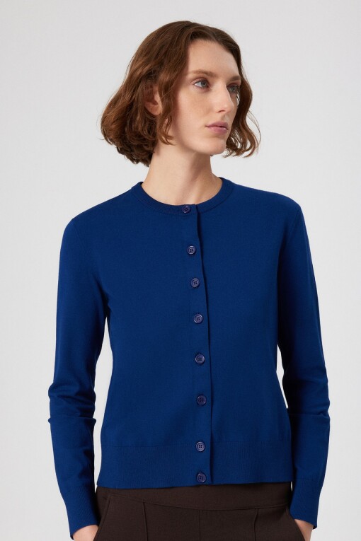 Navy Button Detail Women's Cardigan 