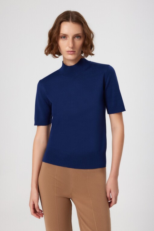 Navy Half Turtleneck Women's Sweater 