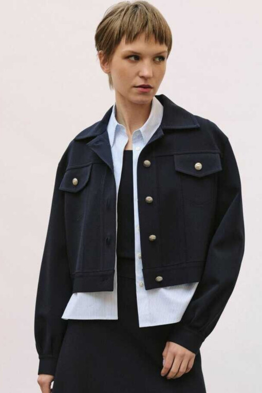 Navy Knit Women's Jacket 