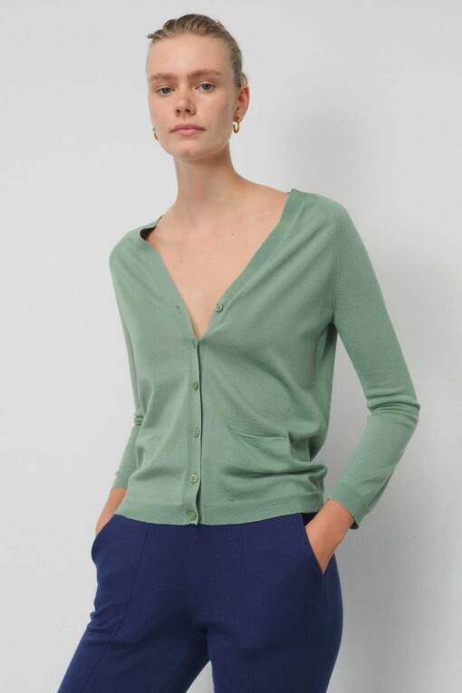 Olive Green V Neck Women’s Cardigan 