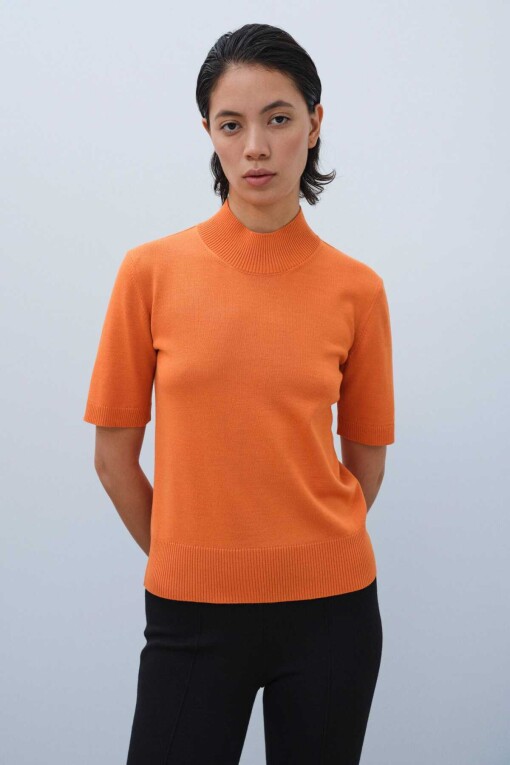 Orange Half Turtleneck Women's Sweater 