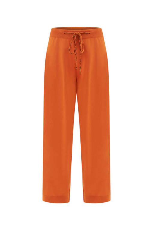 Orange Lace Up Loose Trousers - 3