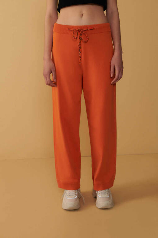 Orange Lace Up Loose Trousers - 6