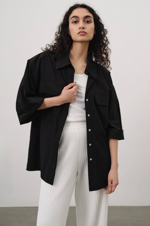 Oversized Black Knit Women’s Shirt 