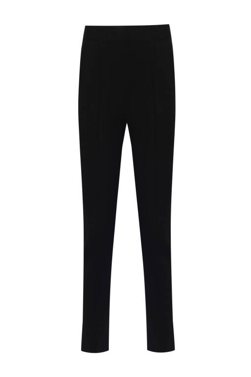 Regular Fit Siyah Triko Pantolon - 4