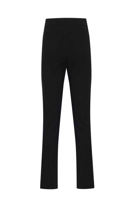 Regular Fit Siyah Triko Pantolon - 5