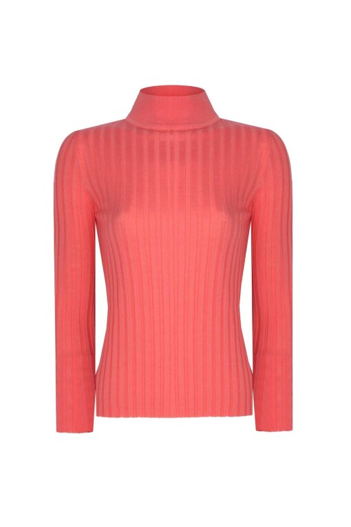 Pink Pullover with Half Turtleneck - 4