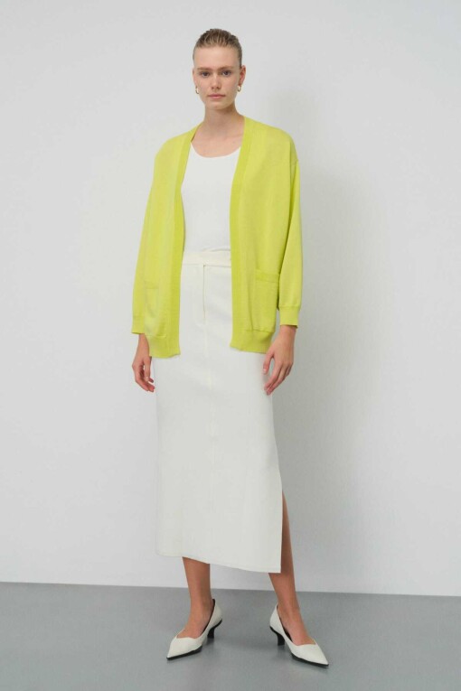 Pistachio Green Cardigan with Pockets - 1