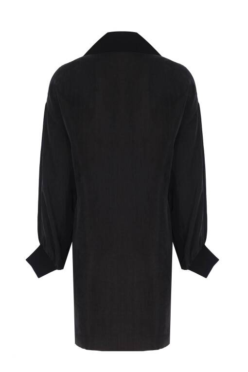 Polo Neck Midi Dress in Black - 5