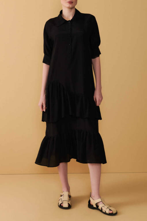 Black Frilly Polo Dress - 1