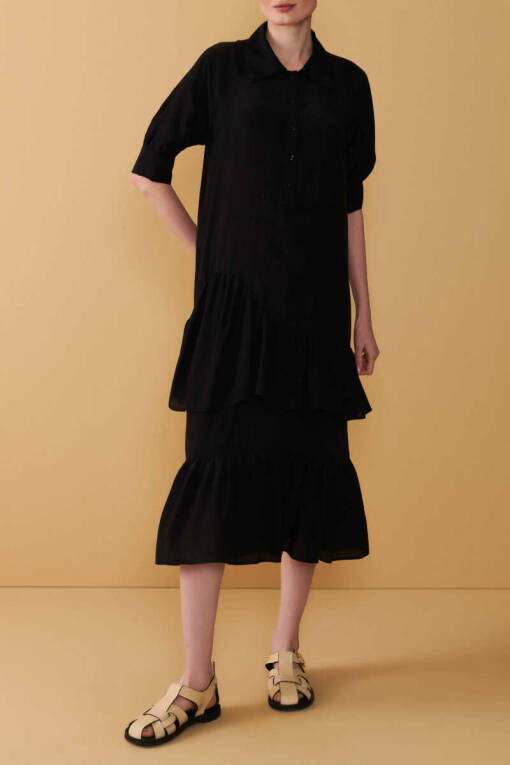 Black Frilly Polo Dress - 2