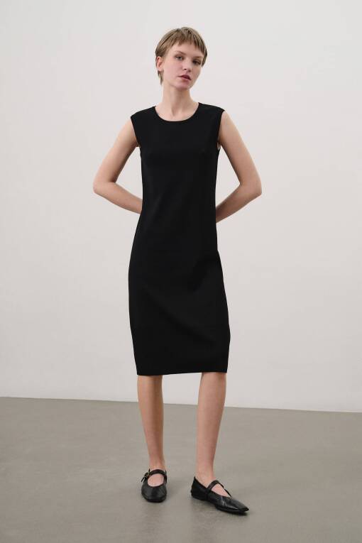 Black Knitwear Dress - 1