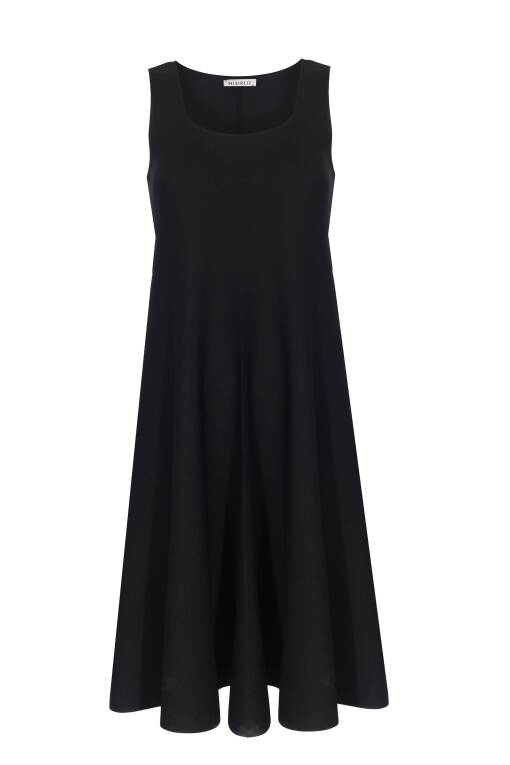 Black Knitwear Dress with Thick Straps - 5