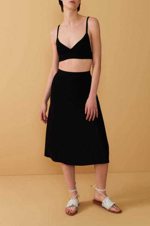 Black Knitwear Skirt - 1