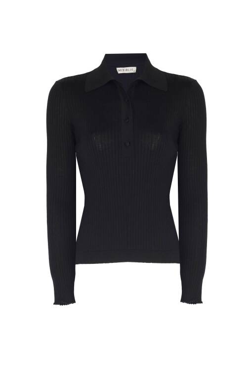 Black Mabel Polo Sweater - 3