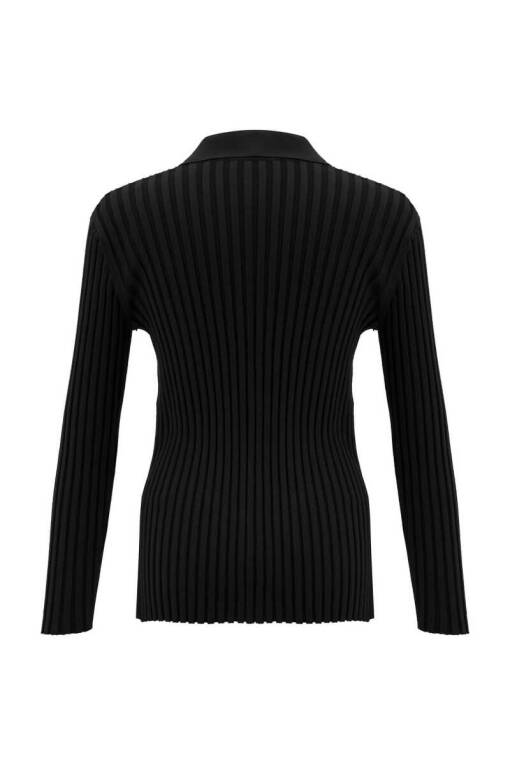 Black Polo Rib Sweater - 6