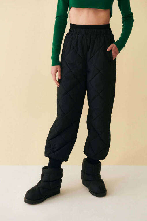 Black Quilted Pants - 1