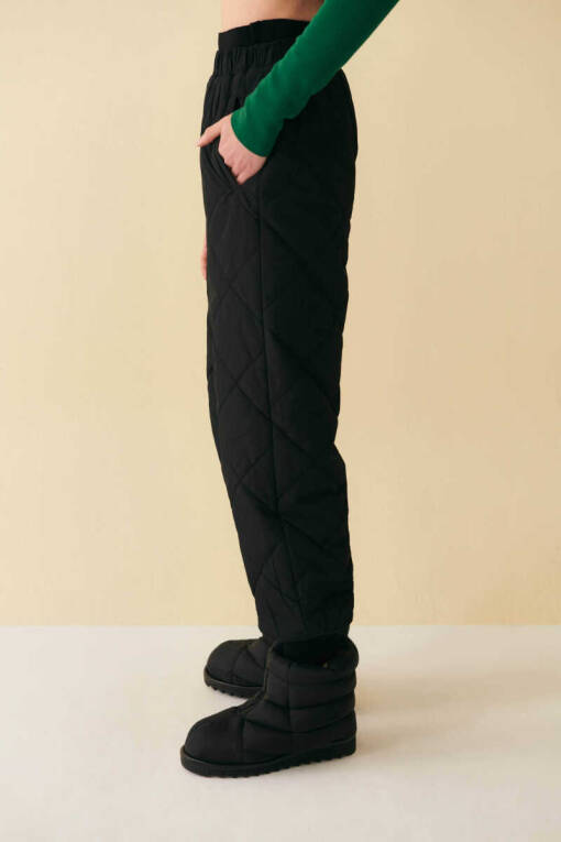 Black Quilted Pants - 3