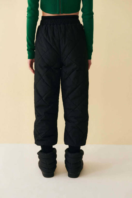 Black Quilted Pants - 4