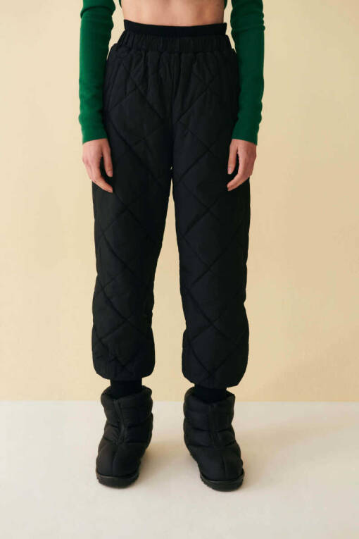 Black Quilted Pants - 2