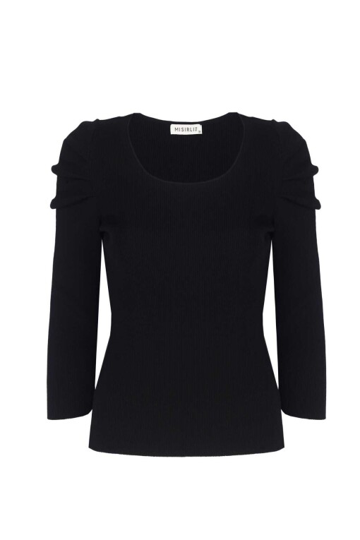 Black Sweater with Shoulder Detail - 3