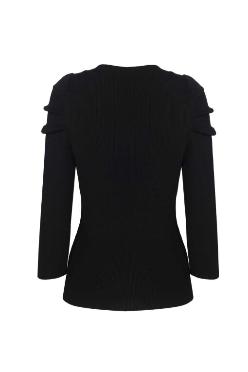 Black Sweater with Shoulder Detail - 4