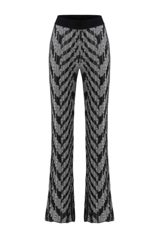 Black Zebra Jacquard Pants - 4