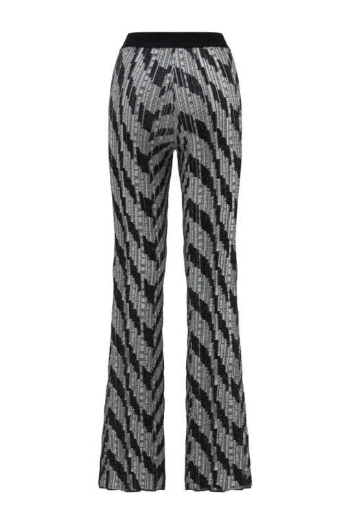 Black Zebra Jacquard Pants - 5