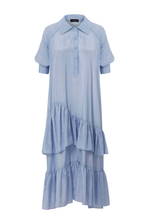 Blue Frilly Polo Dress - 3