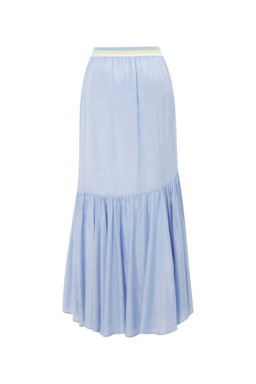 Blue Knitwear Long Skirt with Belt - 6