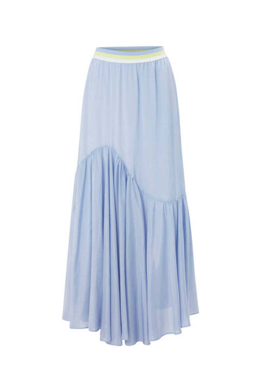 Blue Knitwear Long Skirt with Belt - 7
