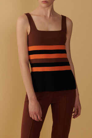 Brown Striped Undershirt - 8
