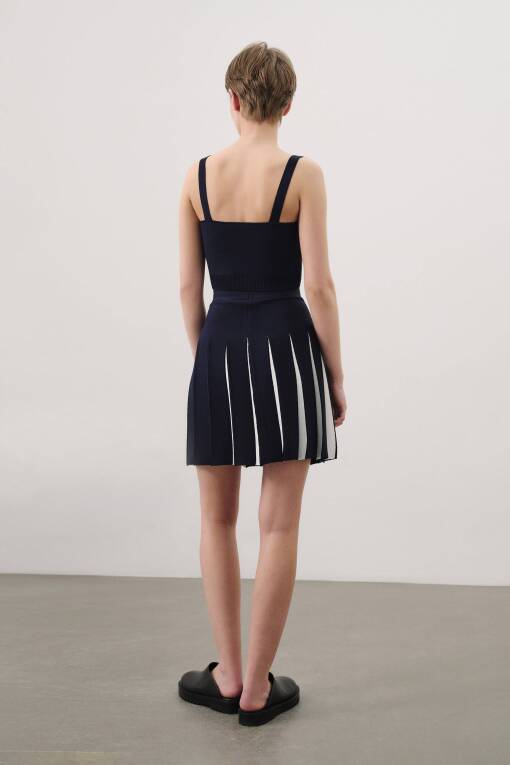 Dark Blue Mini Skirt - 3