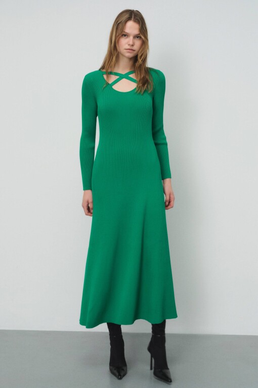 Green Long Knitwear Dress 